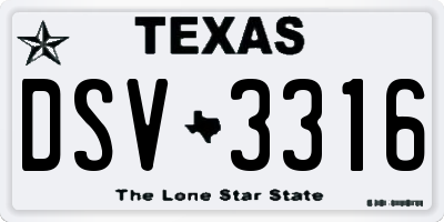 TX license plate DSV3316