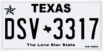 TX license plate DSV3317