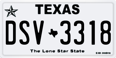 TX license plate DSV3318