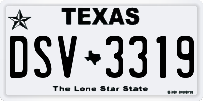 TX license plate DSV3319