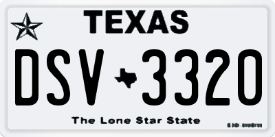 TX license plate DSV3320