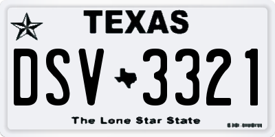TX license plate DSV3321