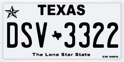 TX license plate DSV3322