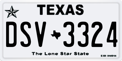 TX license plate DSV3324
