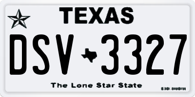 TX license plate DSV3327