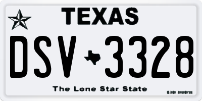 TX license plate DSV3328