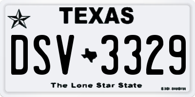 TX license plate DSV3329