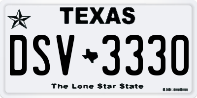 TX license plate DSV3330