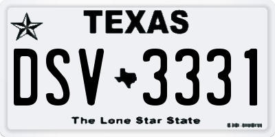 TX license plate DSV3331