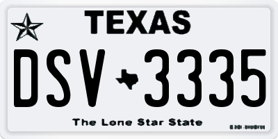 TX license plate DSV3335