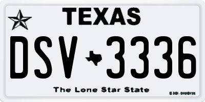 TX license plate DSV3336