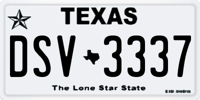 TX license plate DSV3337