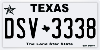 TX license plate DSV3338