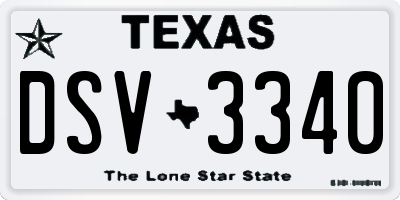 TX license plate DSV3340