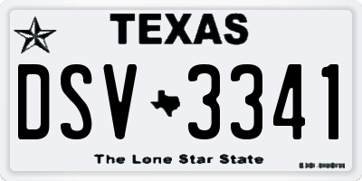 TX license plate DSV3341