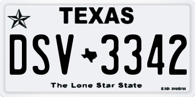 TX license plate DSV3342
