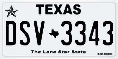 TX license plate DSV3343