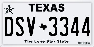 TX license plate DSV3344