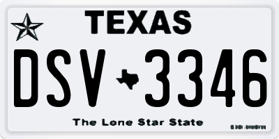 TX license plate DSV3346