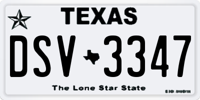 TX license plate DSV3347