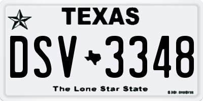 TX license plate DSV3348