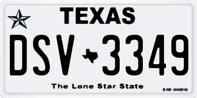 TX license plate DSV3349