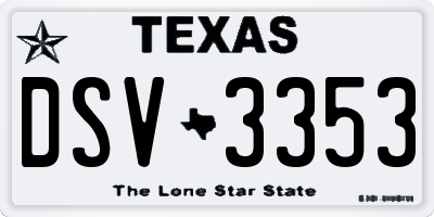 TX license plate DSV3353