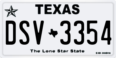 TX license plate DSV3354
