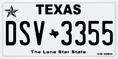 TX license plate DSV3355