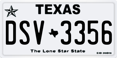 TX license plate DSV3356