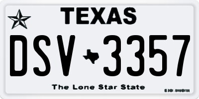 TX license plate DSV3357