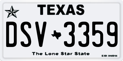 TX license plate DSV3359