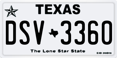TX license plate DSV3360