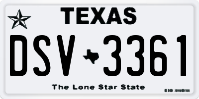 TX license plate DSV3361