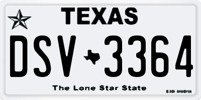 TX license plate DSV3364