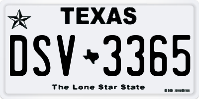 TX license plate DSV3365
