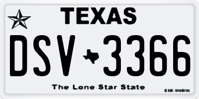 TX license plate DSV3366