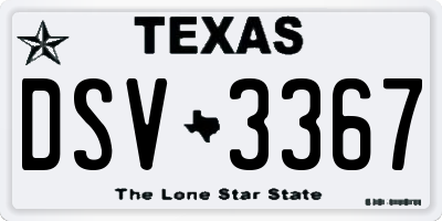 TX license plate DSV3367