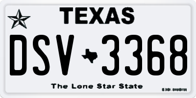 TX license plate DSV3368