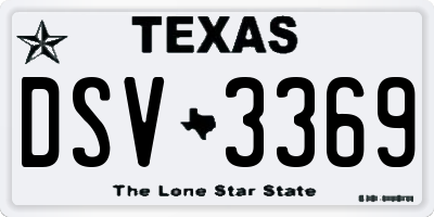 TX license plate DSV3369