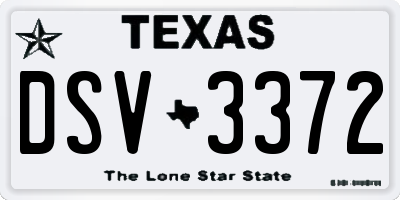 TX license plate DSV3372