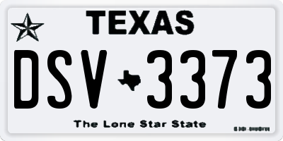 TX license plate DSV3373