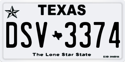 TX license plate DSV3374