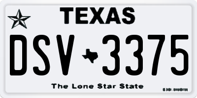 TX license plate DSV3375