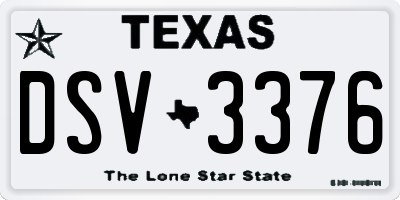 TX license plate DSV3376