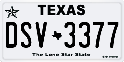 TX license plate DSV3377