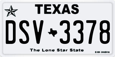 TX license plate DSV3378
