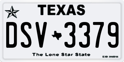 TX license plate DSV3379