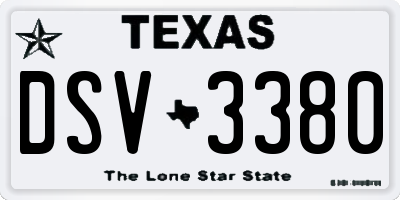 TX license plate DSV3380