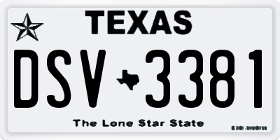 TX license plate DSV3381